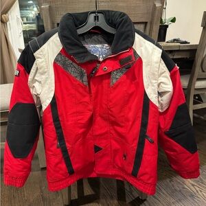 Spyder Waterproof Jacket Coat Youth Boys Size 12 Ski Snowboard Black Red Hood